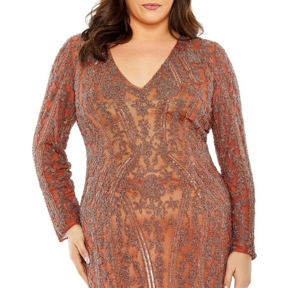 NWT Mac Duggal Long Sleeve Embellished Dress - size 16W - Picture 3 of 6